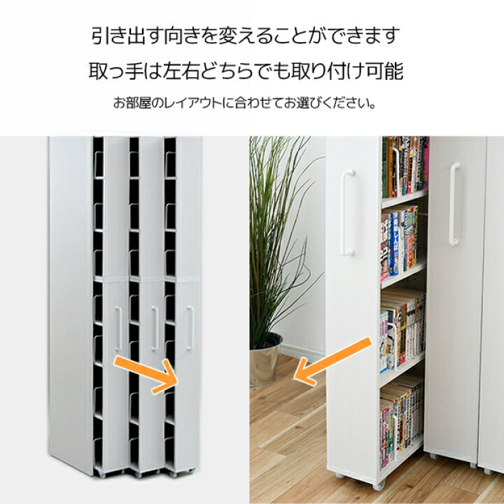 楽天市場】すきま収納 本棚 3列 幅54 スライド本棚 スライド 