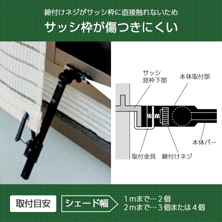楽天市場】シェード オーニング用 ゆれ止め ネジ式フック サッシ下部 