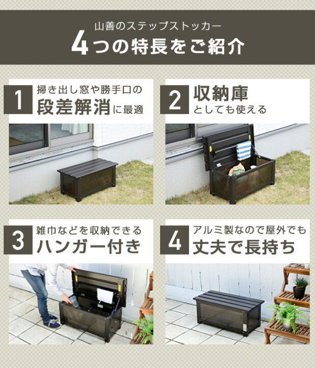 楽天市場】ストッカー 屋外 踏み台 幅74cm 高さ32cm/24cm KSS-74H/KSS 