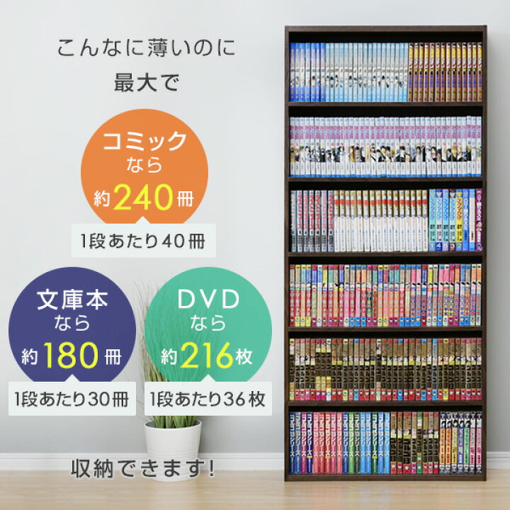 楽天市場 マンガぴったり 本棚カラーボックス 6段 幅59 5 奥行17 高さ134 Cm Cmcr 1360 カラーボックス 本棚 書棚 スリム 薄型 ラック ボックス 漫画本 文庫本 Dvd 収納 シンプル おしゃれ 山善 Yamazen 送料無料 くらしのｅショップ