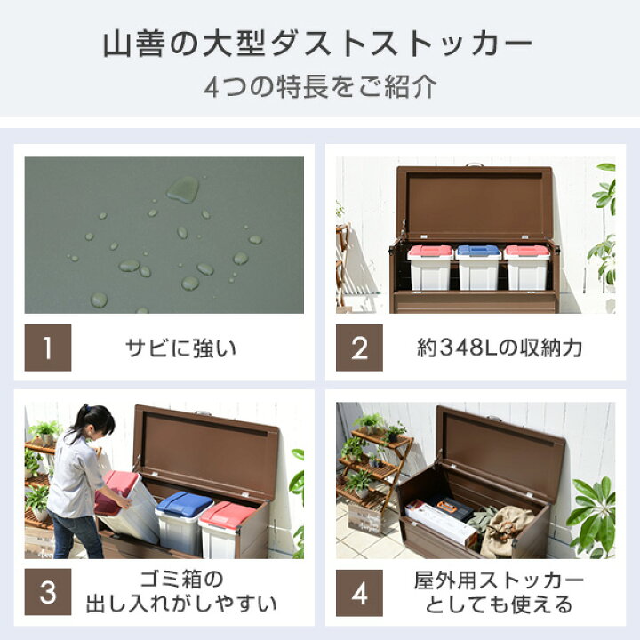 楽天市場】ゴミ箱 屋外 大容量 大型 分別 カラスよけ DB-125N 