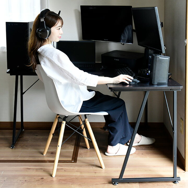 楽天市場】L字 コーナー パソコンデスク コンセント付き 幅110 奥行130  