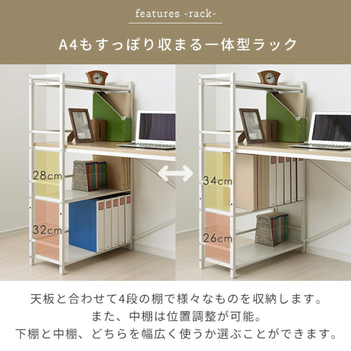 楽天市場】デスク シンプル 幅120 奥行60 2口コンセント 収納ラック 