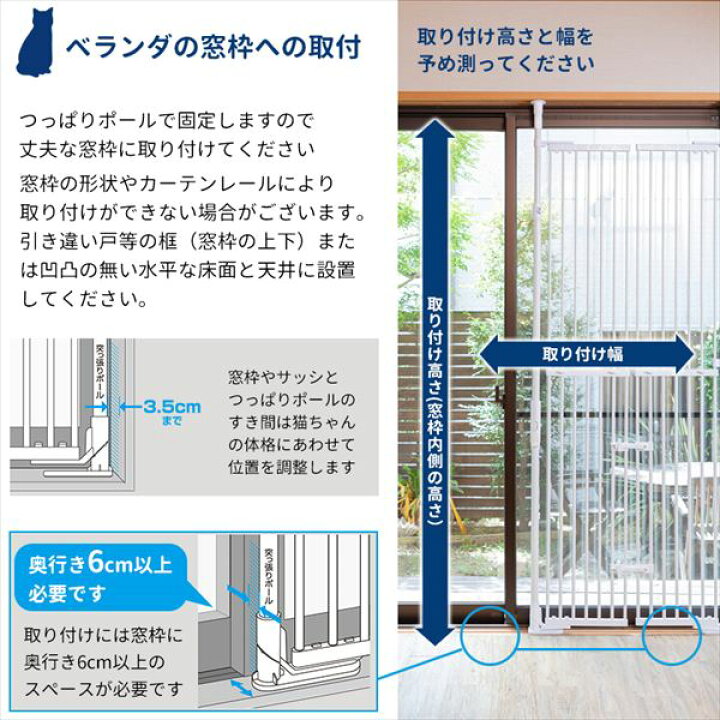 楽天市場】ねこの脱走防止 のぼれんニャン バリアフリー3 開閉 