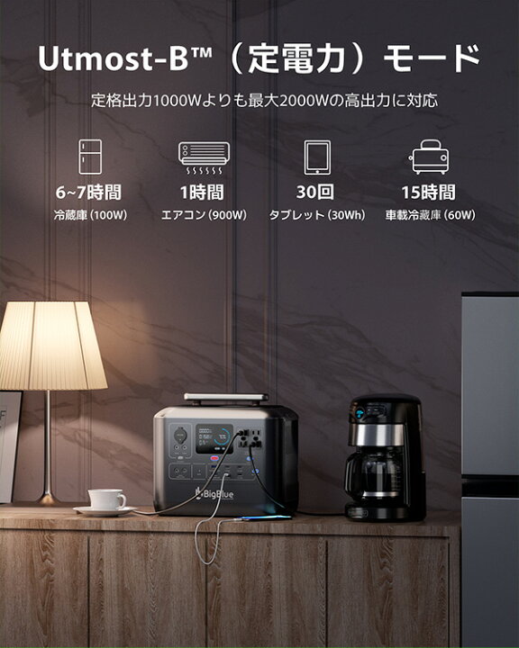 楽天市場】Bigblue リン酸鉄 ポータブル電源 Cellpowa1000 1075Wh 