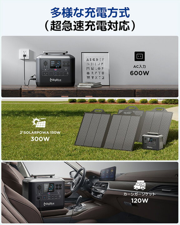 楽天市場】Bigblue リン酸鉄 ポータブル電源 Cellpowa1000 1075Wh 