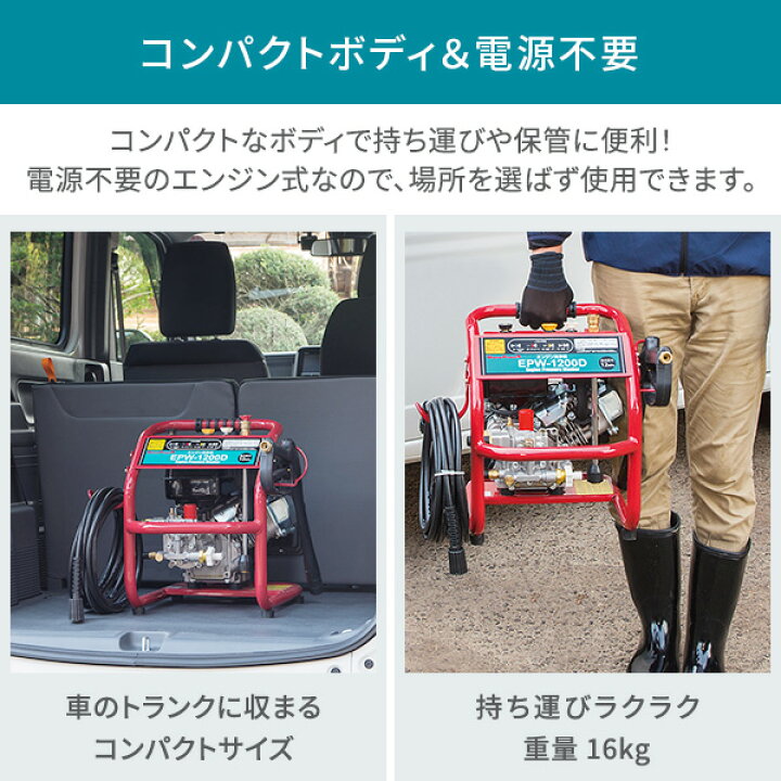 楽天市場】高圧洗浄機 エンジン式 高圧ホース10m付き 最大圧力12MPa 