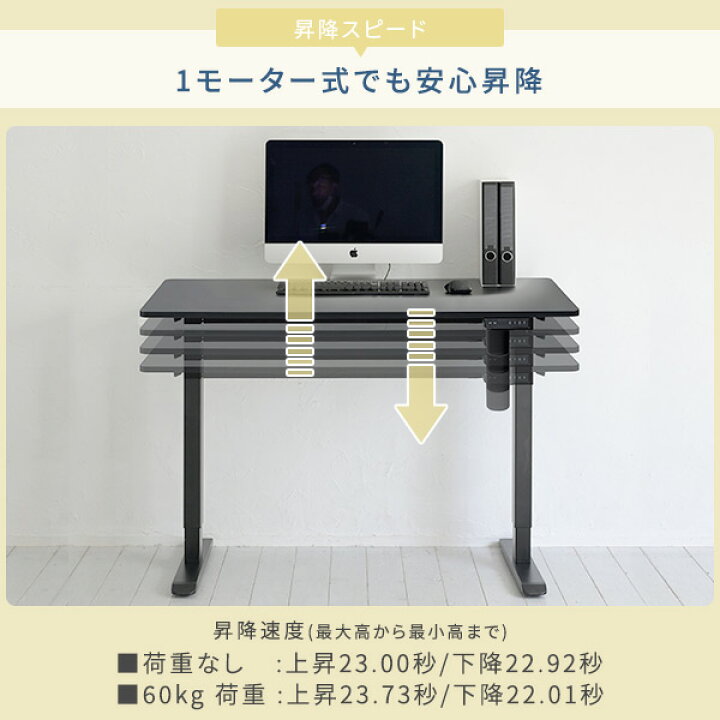 楽天市場】【P5倍 7/13 9:59迄】 電動 昇降デスク 幅120/140 奥行60 高 