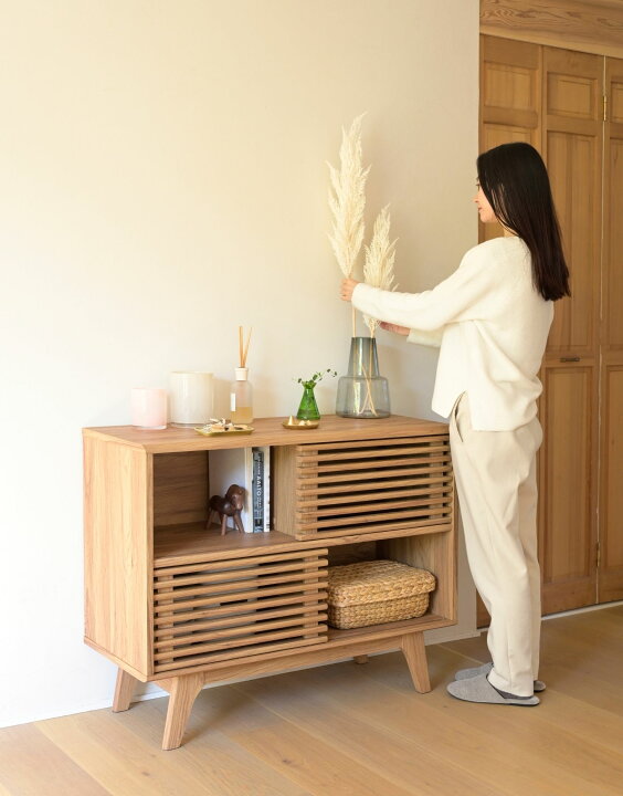 楽天市場】キャビネット コンソール 幅95.5 奥行39 高さ78cm ラック 