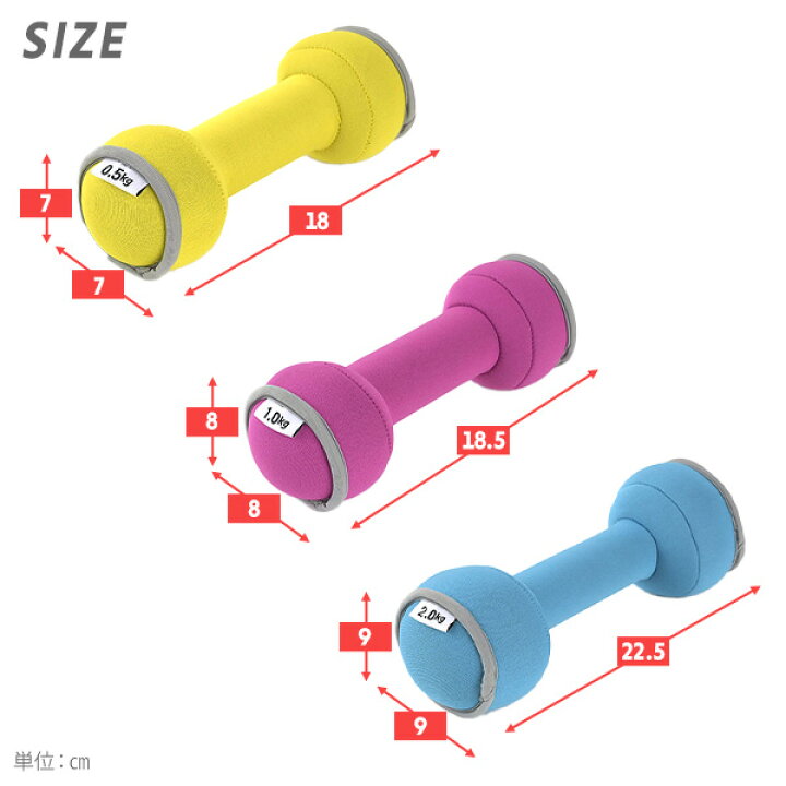 楽天市場】ダンベル 砂 0.5kg 1kg 2kg コンパクト 落としても安心 SFTD 