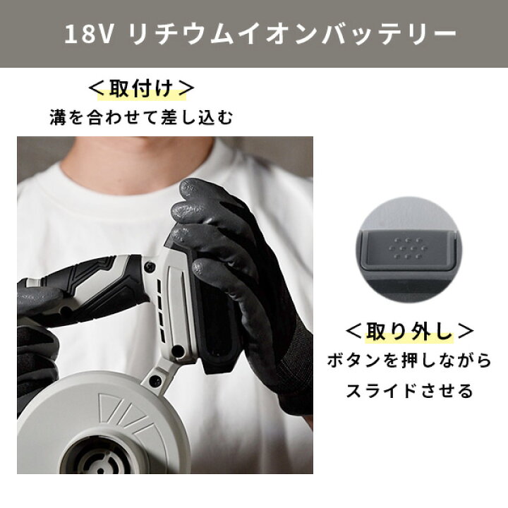 楽天市場】18V 充電式 ブロワー 7段階風速 最大風量約3.2m^3/min 