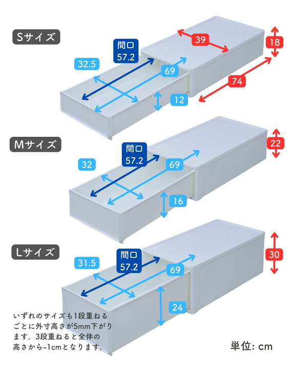 楽天市場】中が透けない 収納ケース 引き出し 奥行74 2個組/3個組/4個 