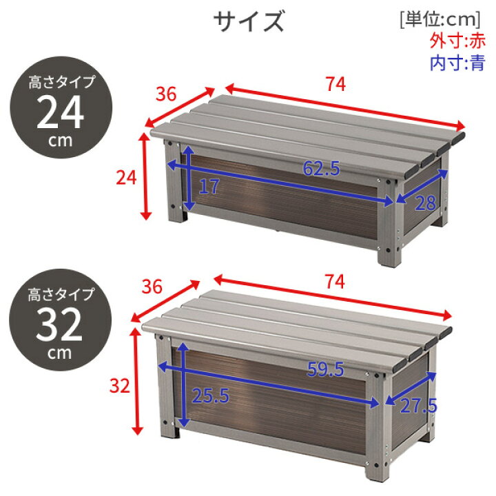 楽天市場】ストッカー 屋外 踏み台 幅74cm 高さ32cm/24cm KSS-74H/KSS 