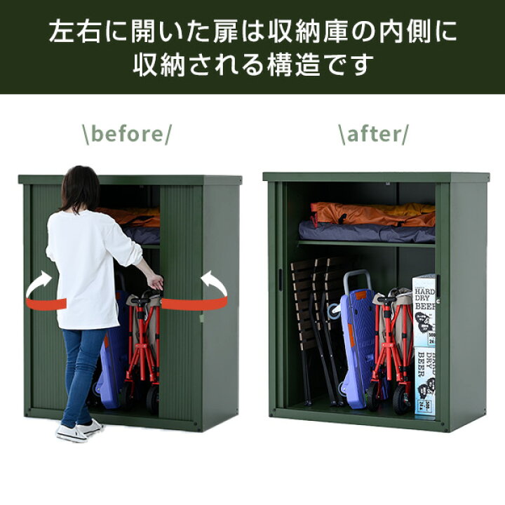 楽天市場】物置 シャッター式収納庫 屋外 物置き スチール フル 