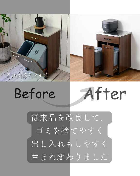 楽天市場】隠せる ゴミ箱 フタ付き 2分別 14L キッチンカウンター 