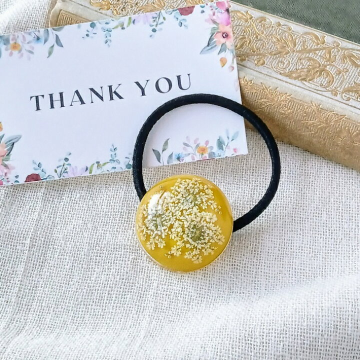楽天市場】本物のお花 押し花 ヘアゴム （レースフラワー）大人っぽい  