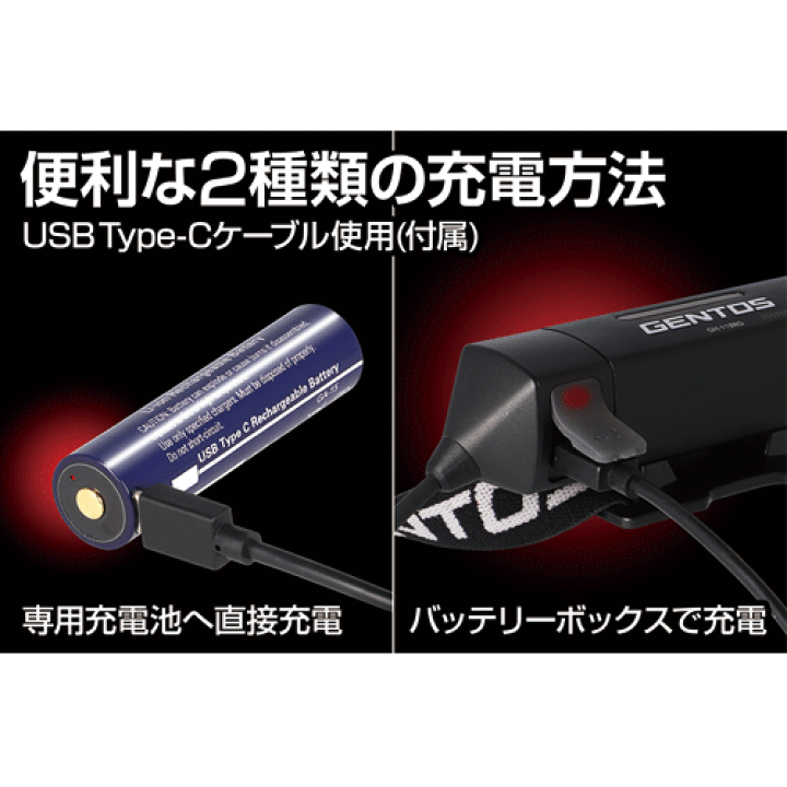 GENTOS GH-118RG USB Type-C 充電式 ヘッドライト GENTOS Gシリーズ 充電式 LED ヘッドライト118RG GH-118RG ジェントス
