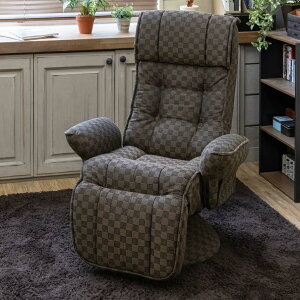 レバー式リクライニングチェアー フット付 パーソナルチェア 回転式