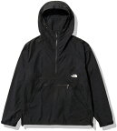 THE　NORTH　FACE ノースフェイス アウトドア コンパクトアノラック メンズ Compact Anorak ハーフジップ トップス ウェア フード ロゴ入り ポケット 撥水加工 コットンライク NP22333 K