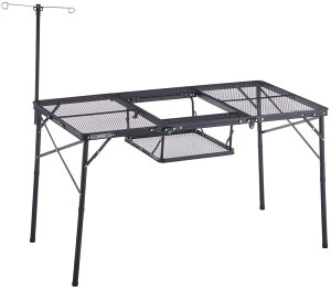 ロゴス LOGOS アウトドア アイアンメッシュ 3FD BBQテーブル 13070-BC テーブル 焚き火台設置 メッシュ天板 キャンプ BBQ サイドテーブル 着脱式ランタンポール付属 73581002