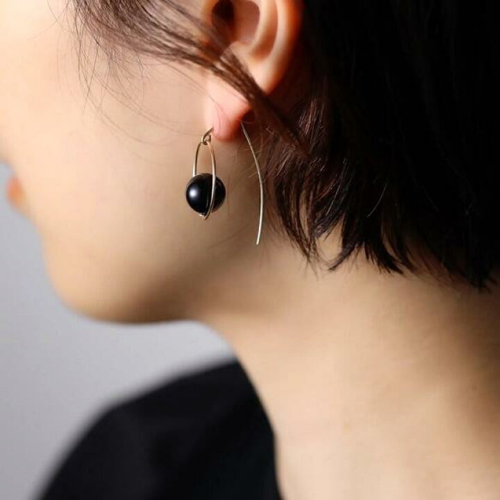 楽天市場】14kgfピアス◇天然石 circleピアス ラウンドオニキス  