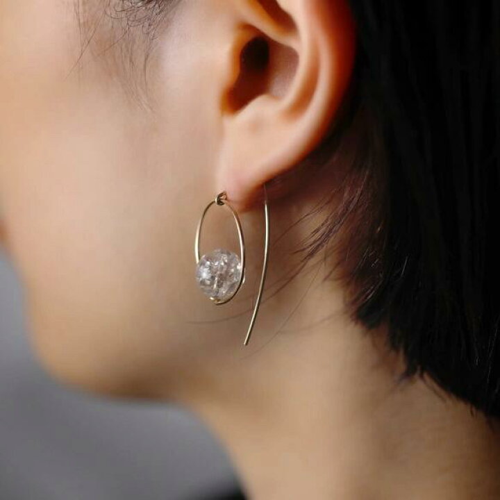 楽天市場】14kgfピアス◇天然石 circleピアス クラックスモーキー 
