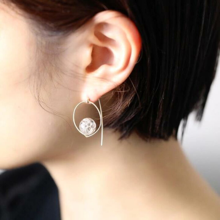 楽天市場】14kgfピアス◇天然石 circleピアス クラックスモーキー 