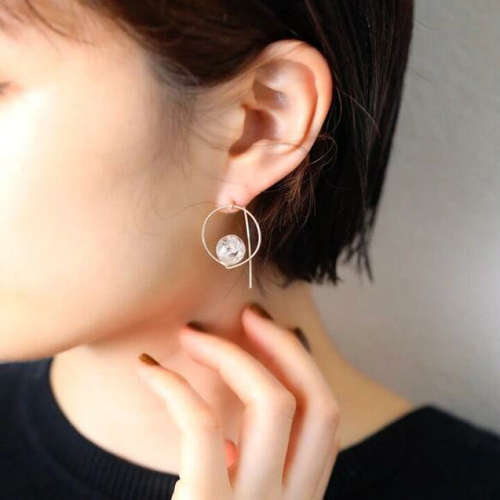 楽天市場】14kgfピアス◇天然石 circleピアス クラックスモーキー 
