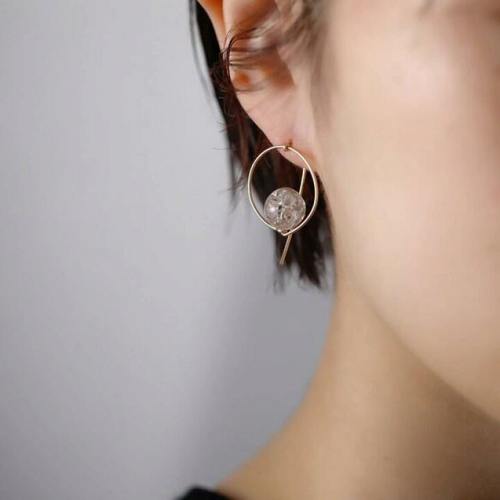 楽天市場】14kgfピアス◇天然石 circleピアス クラックスモーキー  