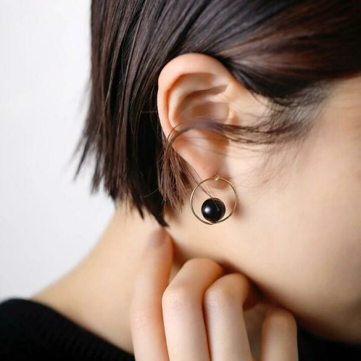 楽天市場】14kgfピアス◇天然石 circleピアス ラウンドオニキス 