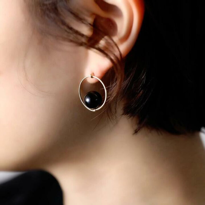 楽天市場】14kgfピアス◇天然石 circleピアス ラウンドオニキス 