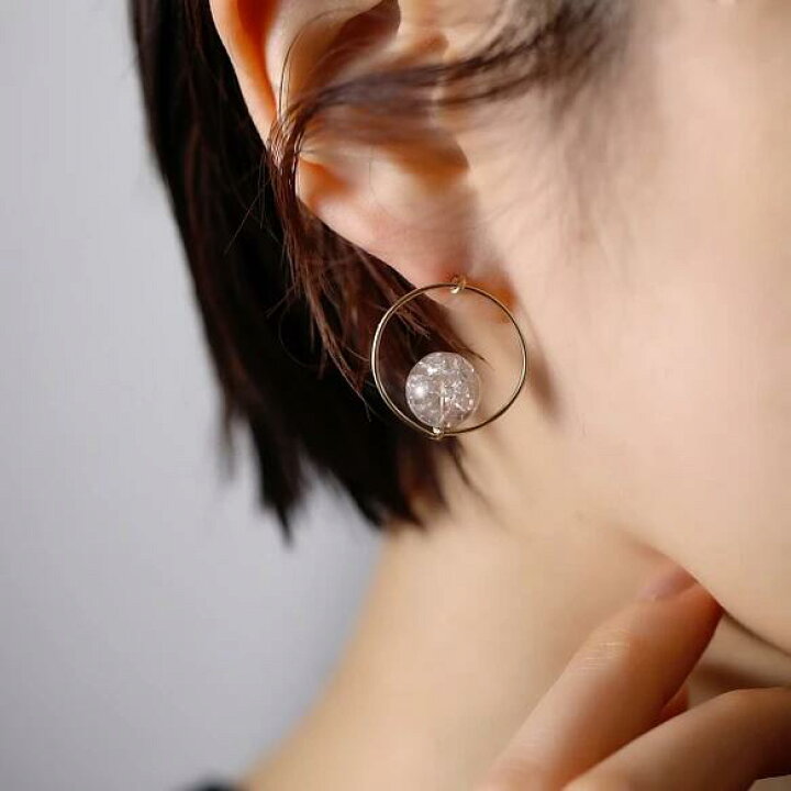 楽天市場】14kgfピアス◇天然石 circleピアス クラックスモーキー 