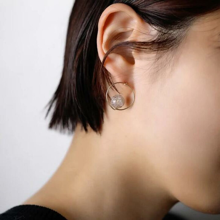 楽天市場】14kgfピアス◇天然石 circleピアス クラックスモーキー 