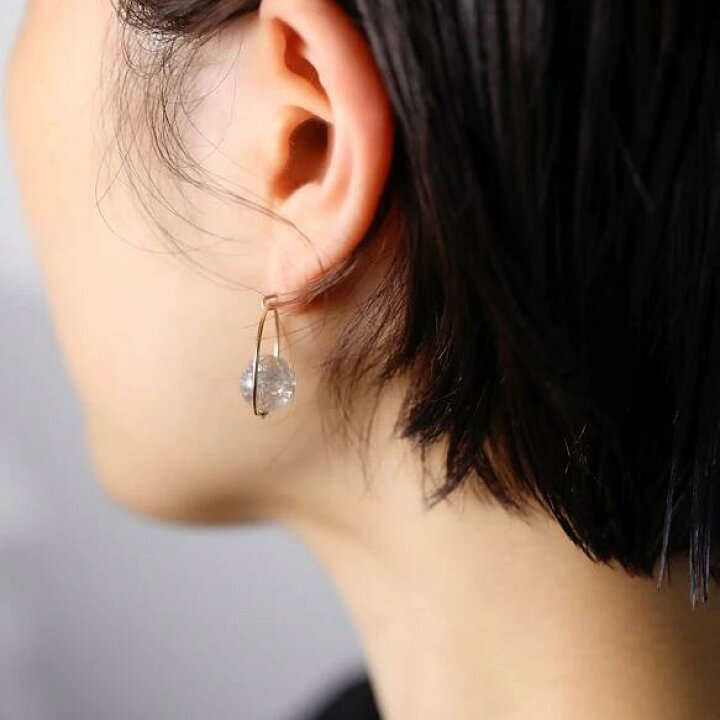 楽天市場】14kgfピアス◇天然石 circleピアス クラックスモーキー 