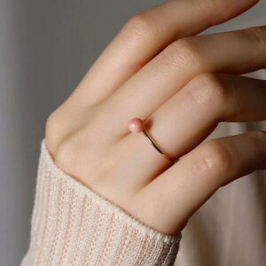 K18◇ピンク珊瑚のリング 1-16号【受注生産】 金属アレルギー対応 お守り指輪【金属アレルギー対応】コーラルピンク サマーテイスト 夏 18金 イエローゴールド シンプル 華奢リング 繊細