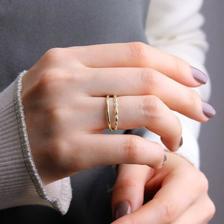 楽天市場】〈18金・プラチナ〉ツーライン華奢リング ドット ライン  