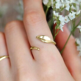 〈18金〉ナチュラルリーフフォークリング 葉っぱ ゴールド K18 18K 18金 ピンクゴールド ホワイトゴールド イエローゴールド プレゼントに最適 金属アレルギー対応 プレゼント ギフト ラッピング　送料無料【受注生産】