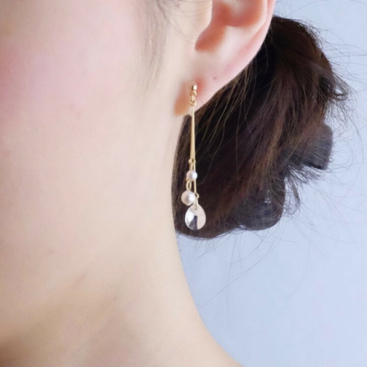 楽天市場】【イヤリング(樹脂ノンホールピアス)】ドロップクリスタルと 