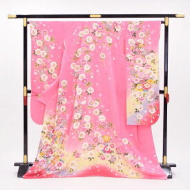 正絹振袖 販売【中古】愛されガーリーピンクの八重桜
