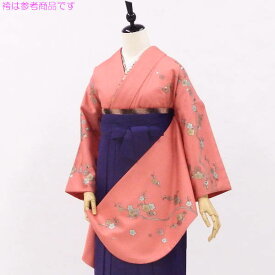 袴も選んで同時購入できます 袴用着物5点セット 古木に梅香るサーモンピンク