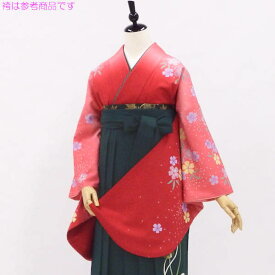 袴も選んで同時購入できます 袴用着物5点セット 肩にこぼれるなでしこの花 グラデーションの赤