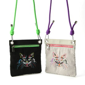 【CAT】刺繍POUCH BAG / ショルダー 斜め掛け サコッシュ バッグインバッグ ナイロン 個性的 ポップ POP 猫 動物 生き物 刺繍
