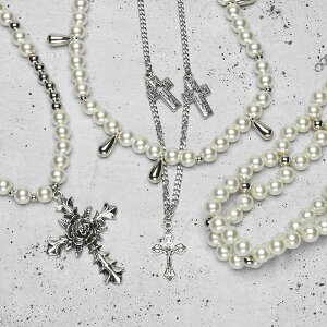 �yL_MODE�zpearl cross 3SET�l�b�N���X / �l�b�N���X �p�[�� ���^�� �N���X �\���� �K�N �o�� �Ðh ���I �d�˕t�� 2�A �S�V�b�N ���� �N���X�}�X