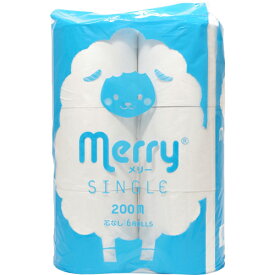 トイレットペーパー200m×30巻入(芯なし/シングル)メリー(6R×5パック)