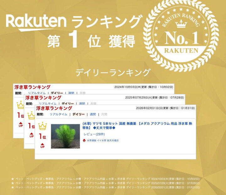 楽天市場】(水草) マツモ 5本セット 国産 無農薬 【メダカ 