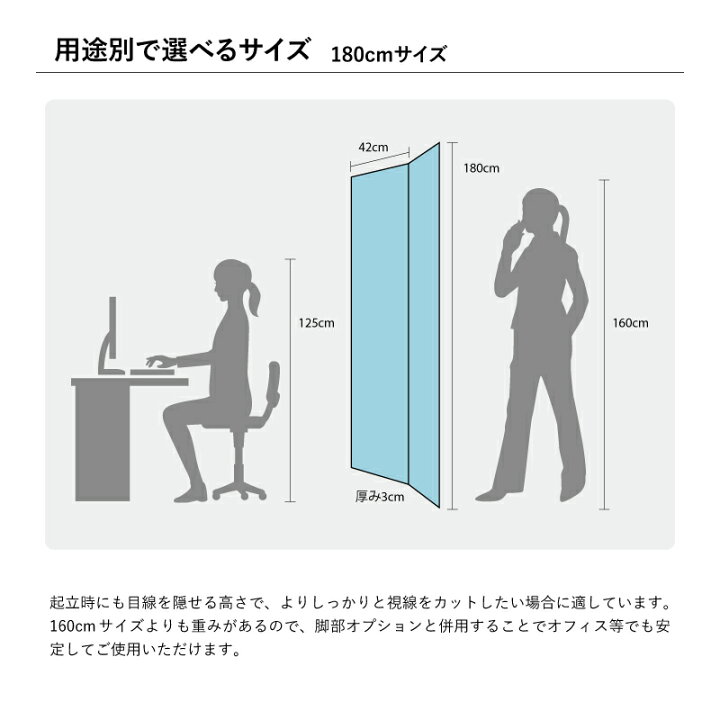 楽天市場】TRANQORD 吸音パーテーション 高さ180cm 160cm 2連 3連 4連 