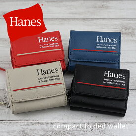 三つ折り財布 コンパクト財布 財布 折りたたみ財布 Hanes ヘインズ プリント ロゴ シボ柄 角シボ メンズ クリスマス 男性向け おしゃれ 誕生日 プレゼント 新生活 お祝い