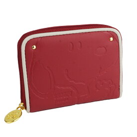 ラウンドファスナー小銭入れ スヌーピー SNOOPY コインケース カードケース カード入れ ファスナー 型押し レディース 女性向け カジュアル 母の日 誕生日 プレゼント ギフト 送料無料