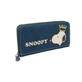 SNOOPY スヌーピー 財布 長財布 ラウンドファスナー ファスナー 刺繍 王冠 肉球 ワッペン ロゴ 大人 シンプル おしゃれ かわいい PEANUTS サイフ ジッパー レディース プレゼント ギフト 誕生日 新生活 お祝い クリスマス ラッピング