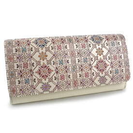 財布 レディース 長財布 本革 日本製 フラップ 手染め 花柄 手描き 和風 和柄 ホワイト 白 サイフ 長サイフ フラワーガーデン 友禅文庫 母の日 プレゼント クリスマス【コンビニ受取対応商品】